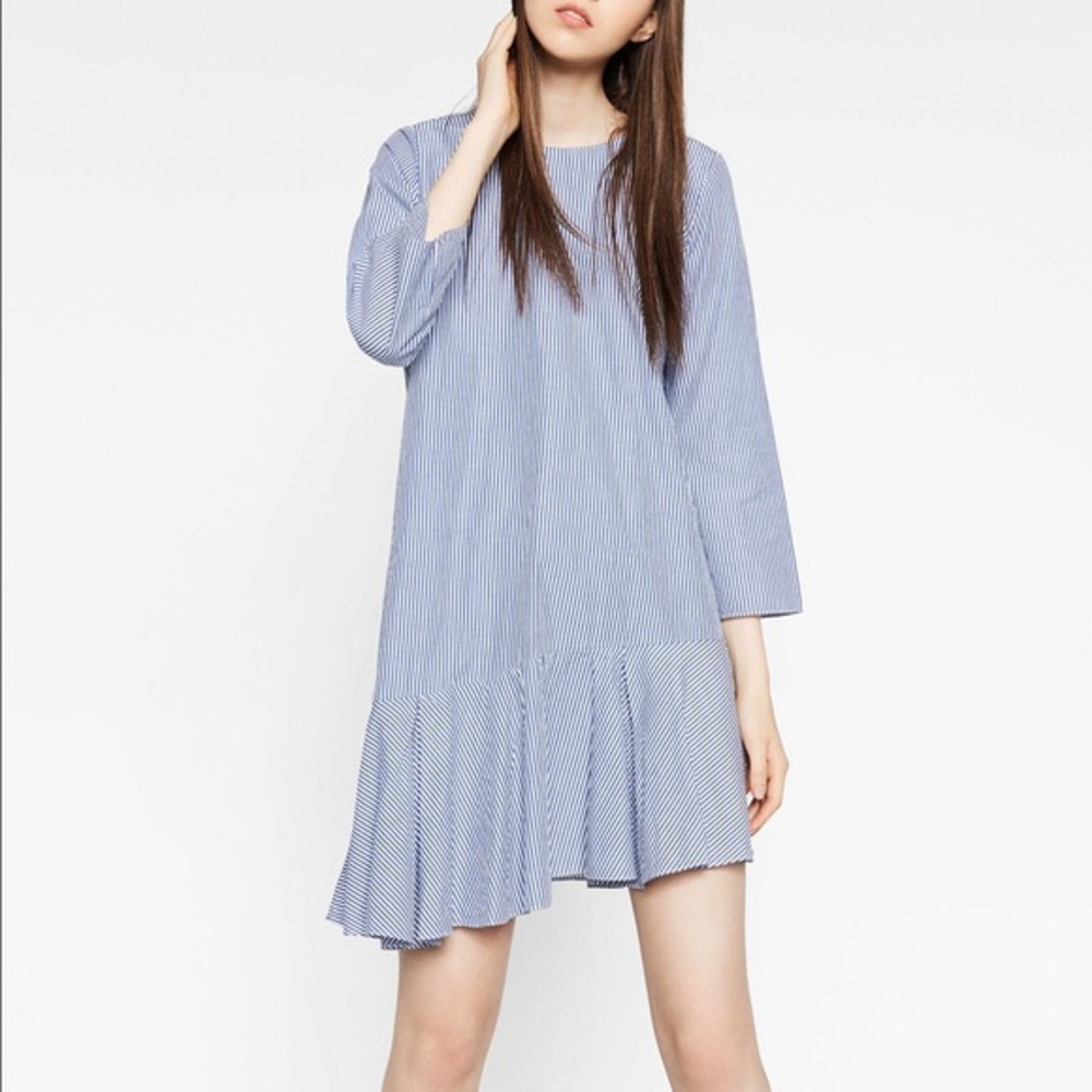 Zara Asymmetrical  Striped Dress